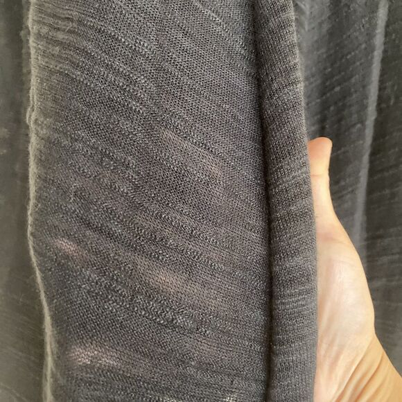 Misook Black Open Front Linen Blend Sheer Cardigan Duster Drape Dolman Sleeve M - Picture 7 of 8